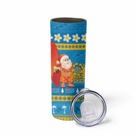 Tuvalu Christmas Skinny Tumbler Cute Santa Manuia te Kilisimasi - Polynesian Pride