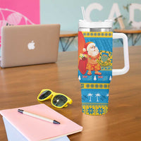 Tuvalu Christmas Tumbler With Handle Cute Santa Manuia te Kilisimasi - Polynesian Pride