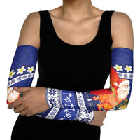 Nauru Christmas Arm Sleeves Cute Santa Coat Of Arms Merry Xmas - Polynesian Pride