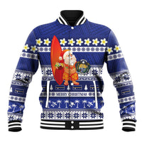 Nauru Christmas Baseball Jacket Cute Santa Coat Of Arms Merry Xmas - Polynesian Pride
