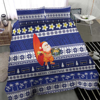 Nauru Christmas Bedding Set Cute Santa Coat Of Arms Merry Xmas - Polynesian Pride
