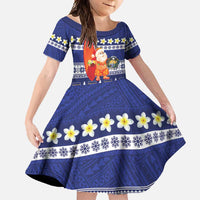 Nauru Christmas Family Matching Long Sleeve Bodycon Dress and Hawaiian Shirt Cute Santa Coat Of Arms Merry Xmas - Polynesian Pride