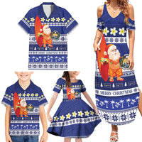 Nauru Christmas Family Matching Summer Maxi Dress and Hawaiian Shirt Cute Santa Coat Of Arms Merry Xmas - Polynesian Pride
