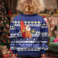 Nauru Christmas Kid Ugly Christmas Sweater Cute Santa Coat Of Arms Merry Xmas - Polynesian Pride