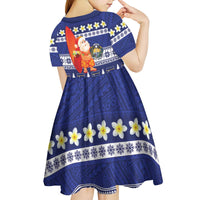 Nauru Christmas Kid Short Sleeve Dress Cute Santa Coat Of Arms Merry Xmas - Polynesian Pride