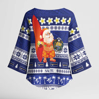 Nauru Christmas Kimono Sleeve Blouse Cute Santa Coat Of Arms Merry Xmas - Polynesian Pride