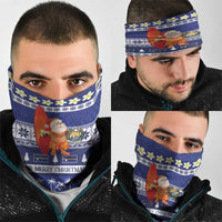 Nauru Christmas Neck Gaiter Cute Santa Coat Of Arms Merry Xmas - Polynesian Pride