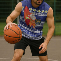 Nauru Christmas Sleeveless Hoodie Cute Santa Coat Of Arms Merry Xmas - Polynesian Pride