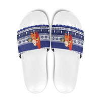 Nauru Christmas Slide Sandals Cute Santa Coat Of Arms Merry Xmas - Polynesian Pride