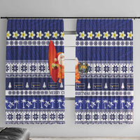 Nauru Christmas Window Curtain Cute Santa Coat Of Arms Merry Xmas - Polynesian Pride
