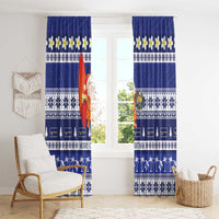 Nauru Christmas Window Curtain Cute Santa Coat Of Arms Merry Xmas - Polynesian Pride