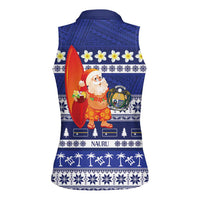 Nauru Christmas Women Sleeveless Polo Shirt Cute Santa Coat Of Arms Merry Xmas - Polynesian Pride