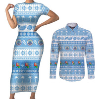 FSM Christmas Couples Matching Short Sleeve Bodycon Dress and Long Sleeve Button Shirt Merry Xmas Federated States of Micronesia - Polynesian Pride