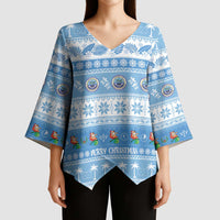 FSM Christmas Kimono Sleeve Blouse Merry Xmas Federated States of Micronesia - Polynesian Pride