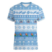 FSM Christmas Women V-Neck T-Shirt Merry Xmas Federated States of Micronesia - Polynesian Pride