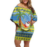 Palau Christmas Family Matching Off Shoulder Short Dress and Hawaiian Shirt Chilling Santa Ungil Kurismas - Polynesian Pride