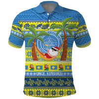 Palau Christmas Polo Shirt Chilling Santa Ungil Kurismas - Polynesian Pride