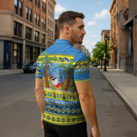 Palau Christmas Zipper Polo Shirt Chilling Santa Ungil Kurismas - Polynesian Pride