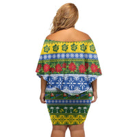 Solomon Islands Christmas Family Matching Off Shoulder Short Dress and Hawaiian Shirt The Solomons Melanesian Meri Krismas - Polynesian Pride