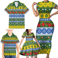 Solomon Islands Christmas Family Matching Short Sleeve Bodycon Dress and Hawaiian Shirt The Solomons Melanesian Meri Krismas - Polynesian Pride