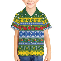 Solomon Islands Christmas Family Matching Short Sleeve Bodycon Dress and Hawaiian Shirt The Solomons Melanesian Meri Krismas - Polynesian Pride