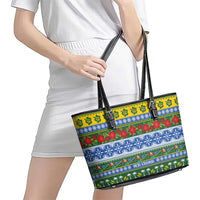Solomon Islands Christmas Leather Tote Bag The Solomons Melanesian Meri Krismas - Polynesian Pride