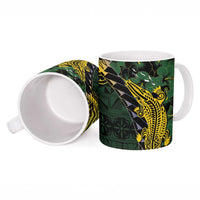 Solomon Islands Ceramic Mug 677 Proud Crocodile Melanesian Pattern - Polynesian Pride