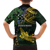 Solomon Islands Family Matching Off The Shoulder Long Sleeve Dress and Hawaiian Shirt 677 Proud Crocodile Melanesian Pattern - Polynesian Pride