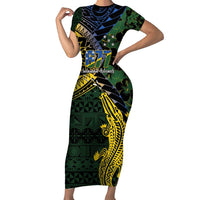 Solomon Islands Family Matching Short Sleeve Bodycon Dress and Hawaiian Shirt 677 Proud Crocodile Melanesian Pattern - Polynesian Pride