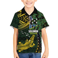 Solomon Islands Family Matching Short Sleeve Bodycon Dress and Hawaiian Shirt 677 Proud Crocodile Melanesian Pattern - Polynesian Pride