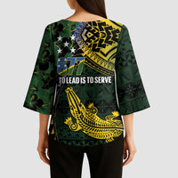 Solomon Islands Kimono Sleeve Blouse 677 Proud Crocodile Melanesian Pattern - Polynesian Pride