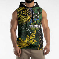 Solomon Islands Sleeveless Hoodie 677 Proud Crocodile Melanesian Pattern LT14 - Polynesian Pride