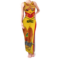 Custom Papua New Guinea Rugby Family Matching Tank Maxi Dress and Hawaiian Shirt 2023 Go Kumuls Pacific Dynamic Style LT14 Mom's Dress Yellow - Polynesian Pride