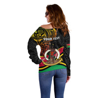 Personalised Vanuatu Unity Day Off Shoulder Sweater 29 November Coat Of Arms With Flag Style LT14 - Polynesian Pride