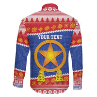 Personalized The Philippines Christmas Family Matching Off The Shoulder Long Sleeve Dress and Hawaiian Shirt Pilipinas Parol - Maligayang Pasko!