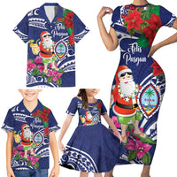 Guam Christmas Family Matching Short Sleeve Bodycon Dress and Hawaiian Shirt Poinsettia With Bougainvillea - Felis Pasgua! LT14 - Polynesian Pride