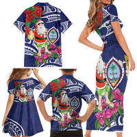 Guam Christmas Family Matching Short Sleeve Bodycon Dress and Hawaiian Shirt Poinsettia With Bougainvillea - Felis Pasgua! LT14 - Polynesian Pride