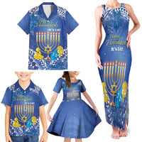 Personalised Hanukkah Jewish Festival Family Matching Tank Maxi Dress and Hawaiian Shirt It's Lit - Polynesian Pattern