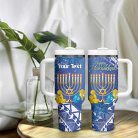 Personalised Hanukkah Jewish Festival Tumbler With Handle It's Lit - Polynesian Pattern