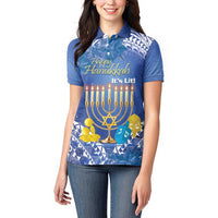 Personalised Hanukkah Jewish Festival Women Polo Shirt It's Lit - Polynesian Pattern