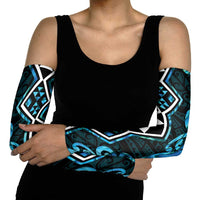 Turquoise Aotearoa Arm Sleeves Taniko Motifs With Paua Shell Kowhaiwhai - Polynesian Pride