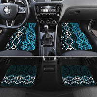 Turquoise Aotearoa Car Mats Taniko Motifs With Paua Shell Kowhaiwhai