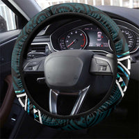 Turquoise Aotearoa Steering Wheel Cover Taniko Motifs With Paua Shell Kowhaiwhai