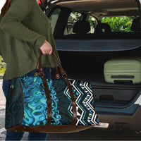 Turquoise Aotearoa Travel Bag Taniko Motifs With Paua Shell Kowhaiwhai - Polynesian Pride