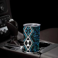 Turquoise Aotearoa Tumbler Cup Taniko Motifs With Paua Shell Kowhaiwhai