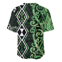 Green Aotearoa Baseball Jersey Taniko Motifs With Paua Shell Kowhaiwhai