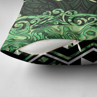 Green Aotearoa Pillow Cover Taniko Motifs With Paua Shell Kowhaiwhai - Polynesian Pride