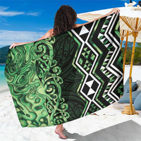 Green Aotearoa Sarong Taniko Motifs With Paua Shell Kowhaiwhai