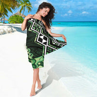 Green Aotearoa Sarong Taniko Motifs With Paua Shell Kowhaiwhai