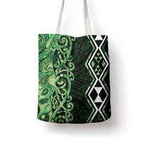 Green Aotearoa Tote Bag Taniko Motifs With Paua Shell Kowhaiwhai - Polynesian Pride